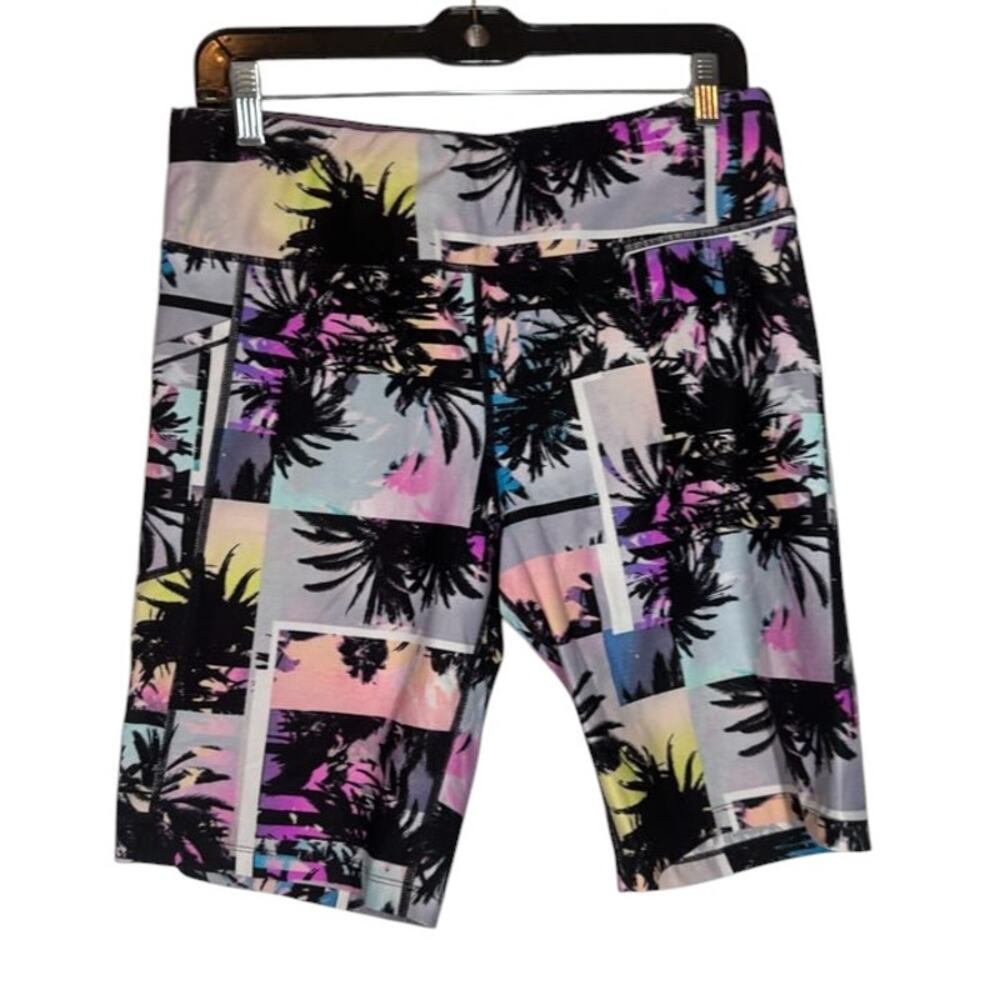 Calvin Klein Multicolor Palm Print Biker Shorts Women’s XXL Athleisure
